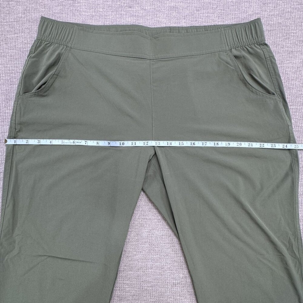 Eddie Bauer Womens Traveler Ankle Pants XL Green Lightweight Elastic Waist Hike - Picture 13 of 15